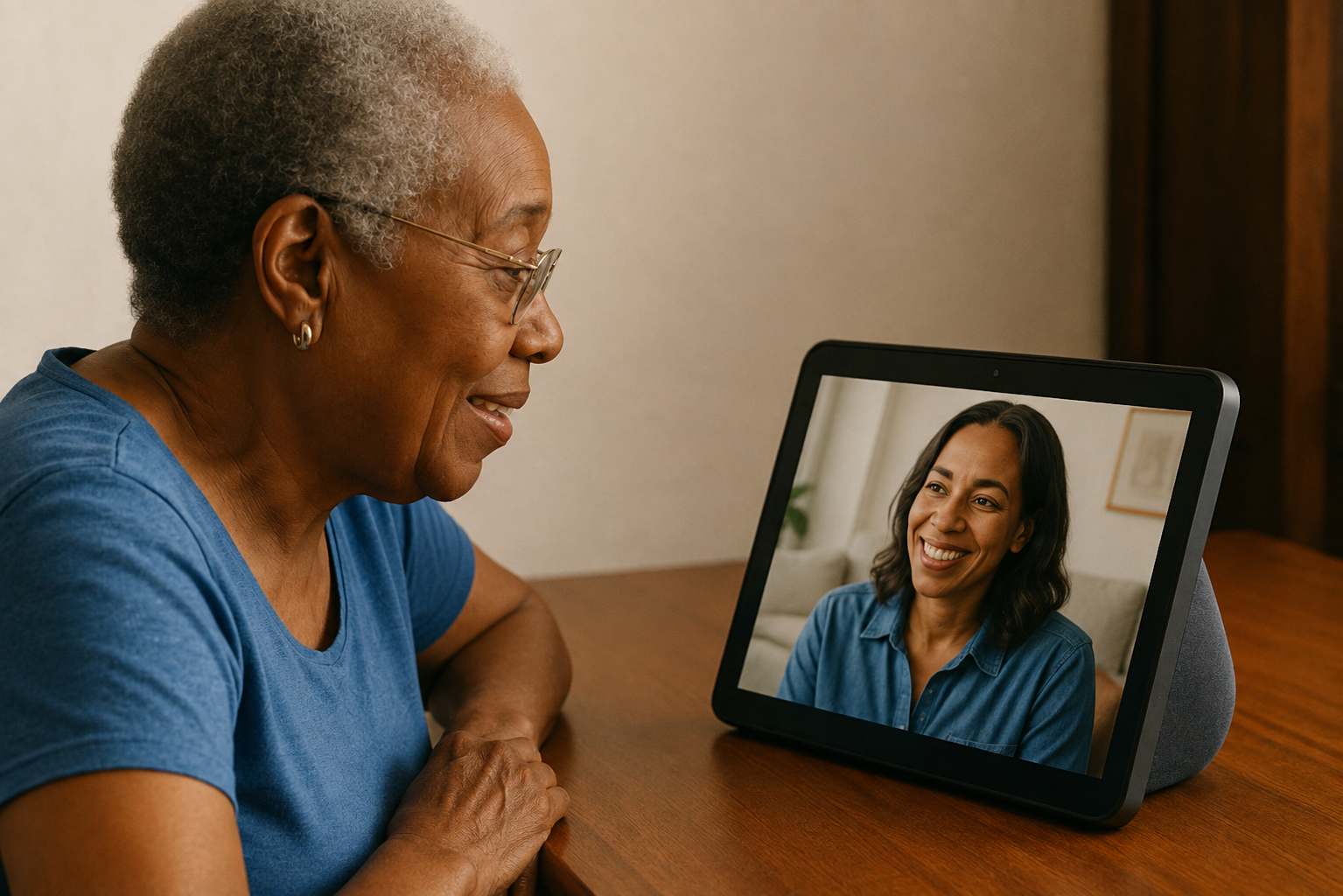 Mother and Daughter speaking on Echo Show
